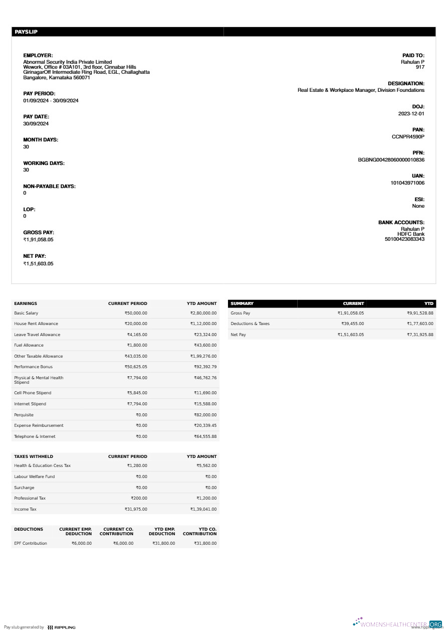 Download Abnormal Security India Private Limited payslip template in Word and PDF formats.pdf, 1 Photoshop template